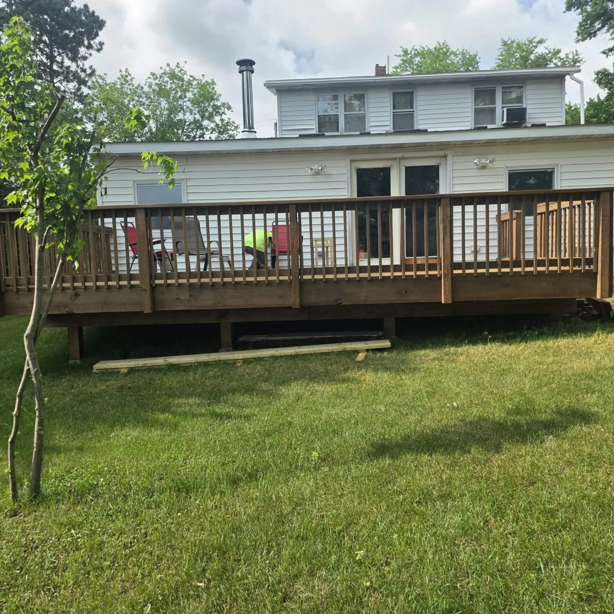 Elevated Treated Wood Deck and Railing System