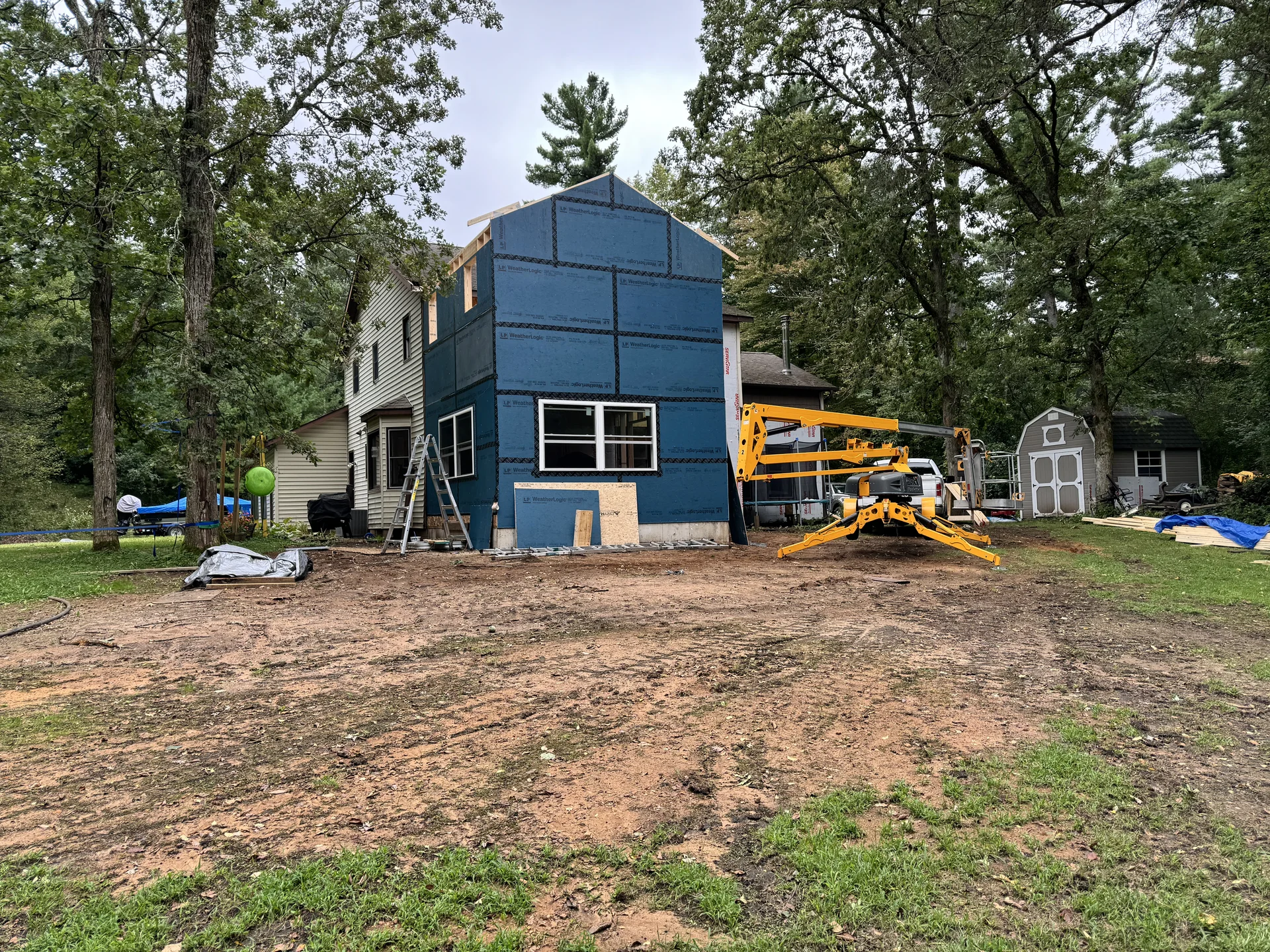 Two-Story Shell with Boom Lift Staging